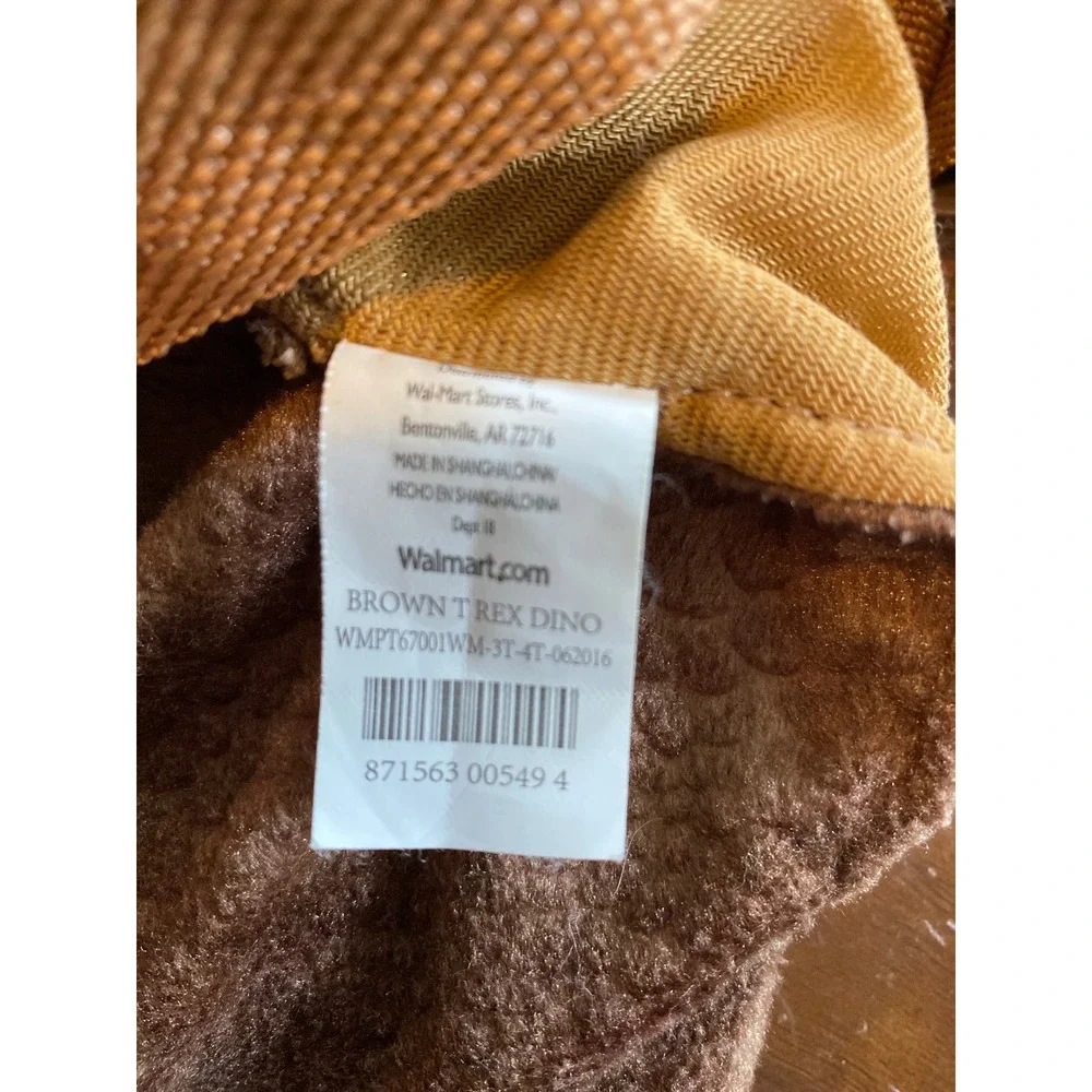 Walmart Brown T-Rex Dinosaur Plush Ride-On Toddler Costume 3T-4T WMPT67001WM